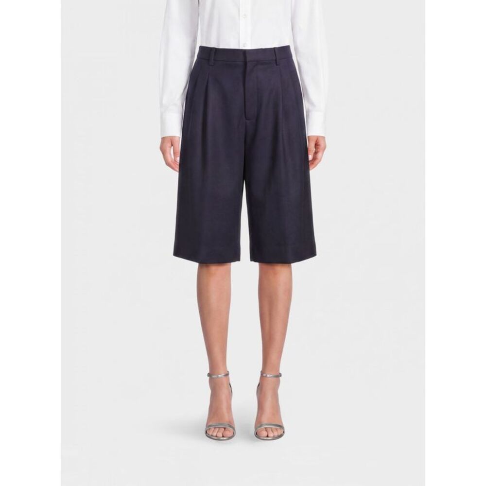 Tagliatore Women Tagliatore High-Waisted Virgin Wool Tailored Bermuda Shorts